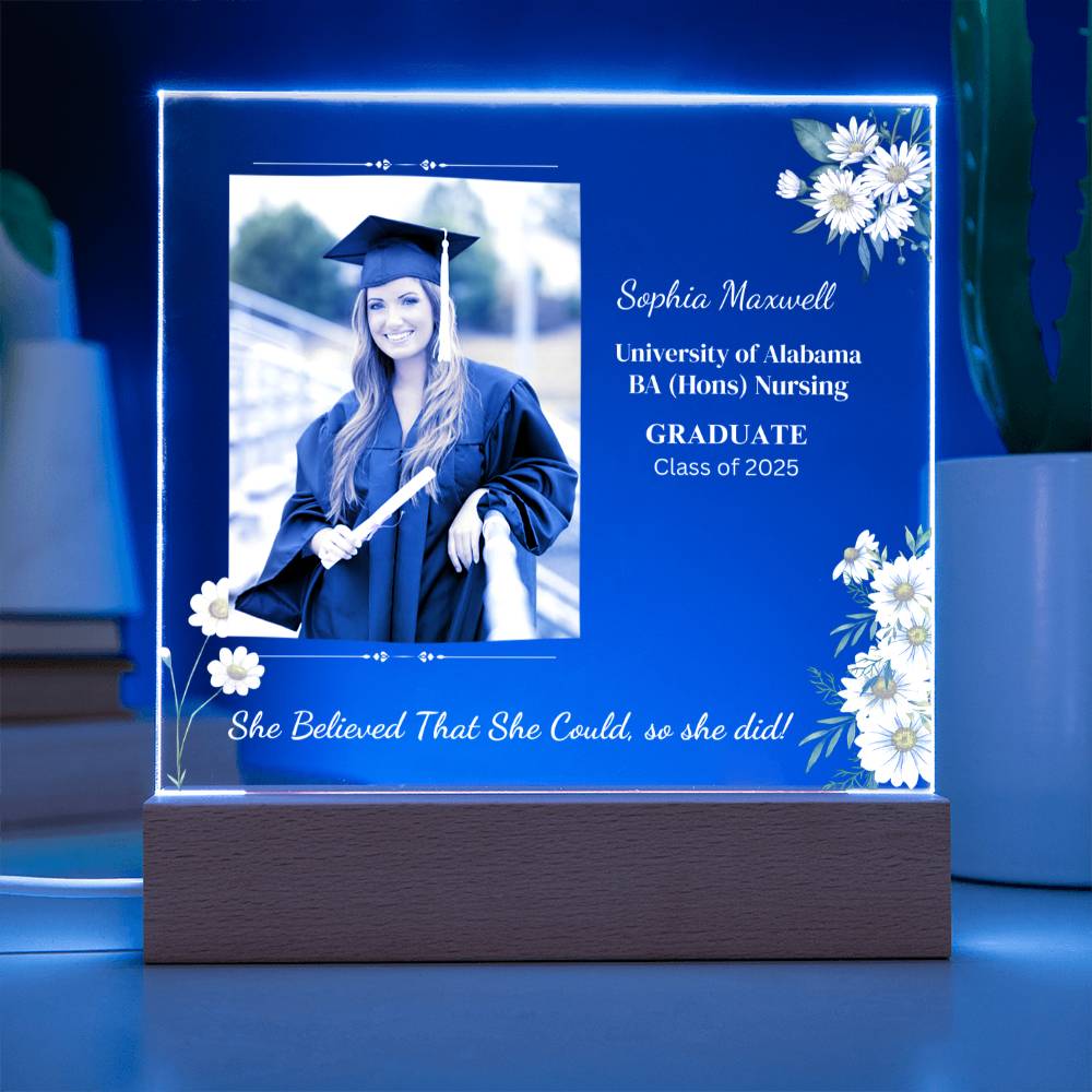 Graduate "She Believed" Acrylic Square Plaque