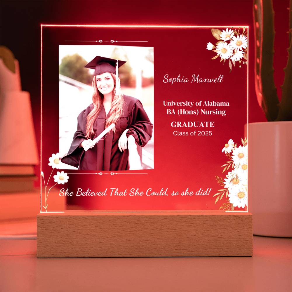 Graduate "She Believed" Acrylic Square Plaque