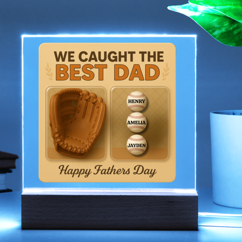 Personalized Dad Baseball Glove Acrylic Plaque