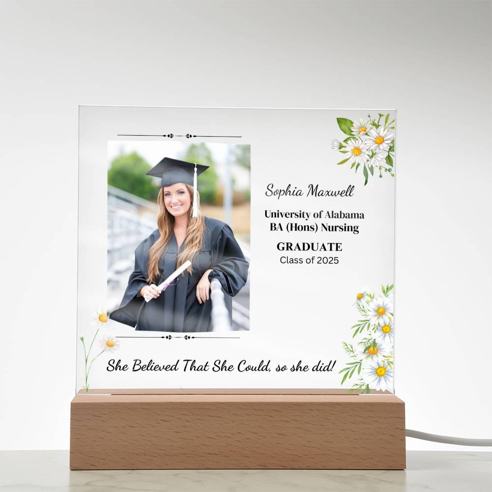 Graduate "She Believed" Acrylic Square Plaque