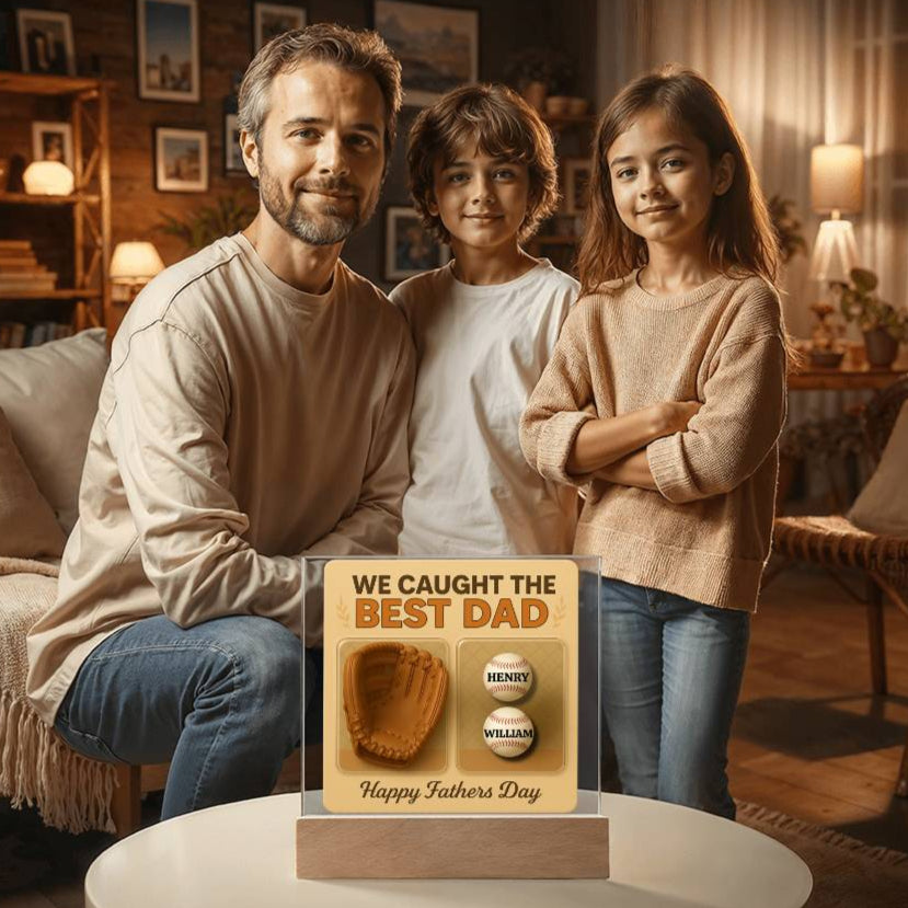 Personalized Dad Baseball Glove Acrylic Plaque