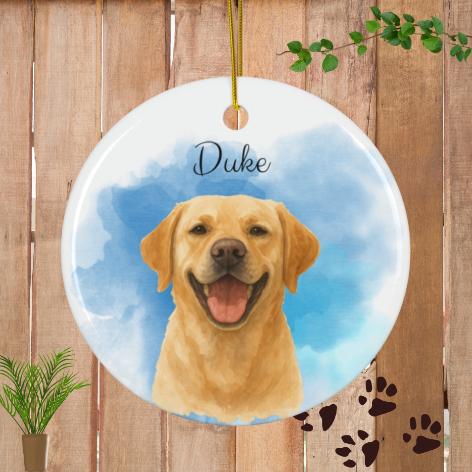 Personalized Pet Watercolor Ornament Memorial Gift