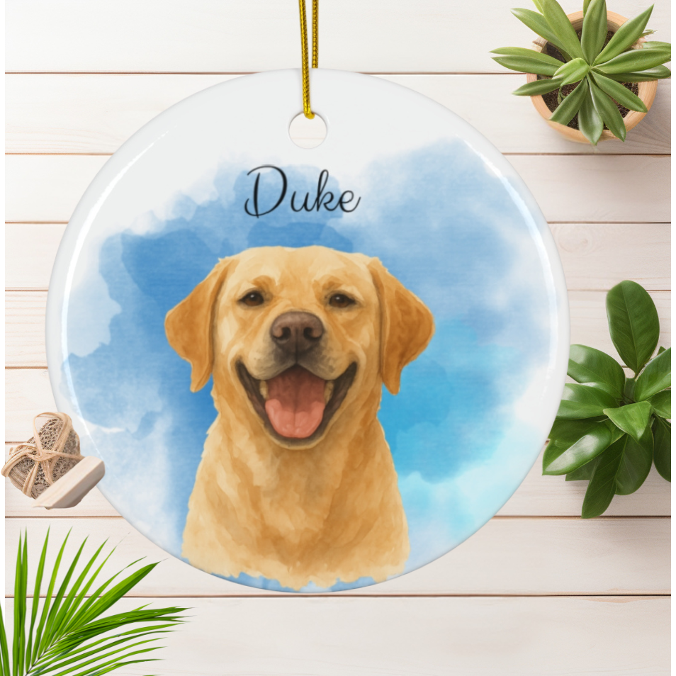 Personalized Pet Watercolor Ornament Memorial Gift