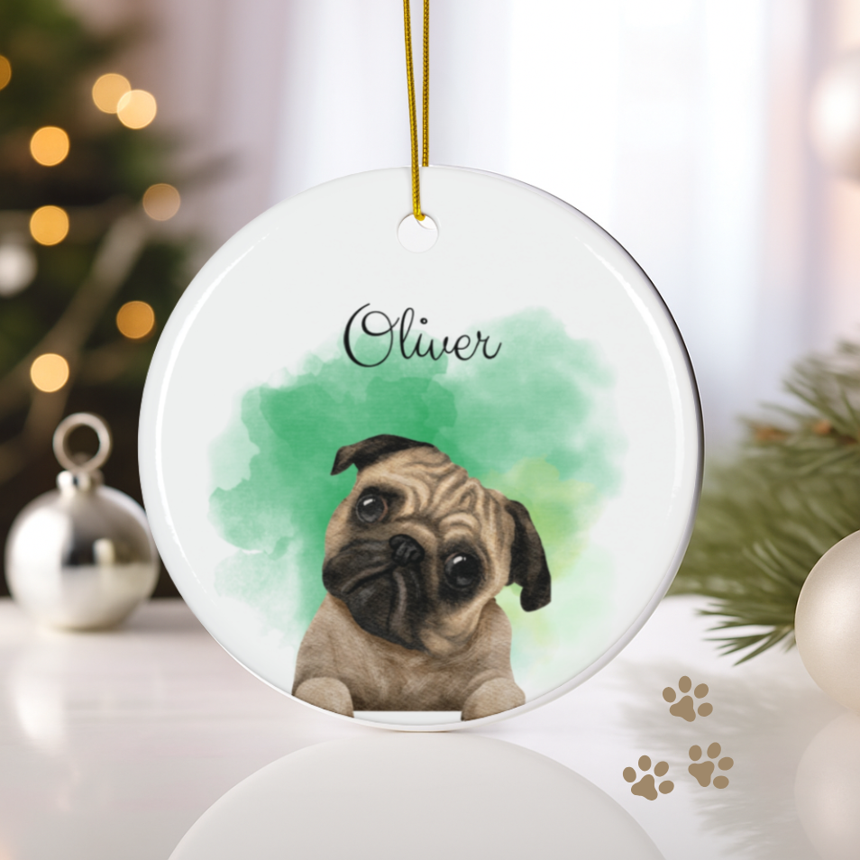 Personalized Pet Watercolor Ornament Memorial Gift