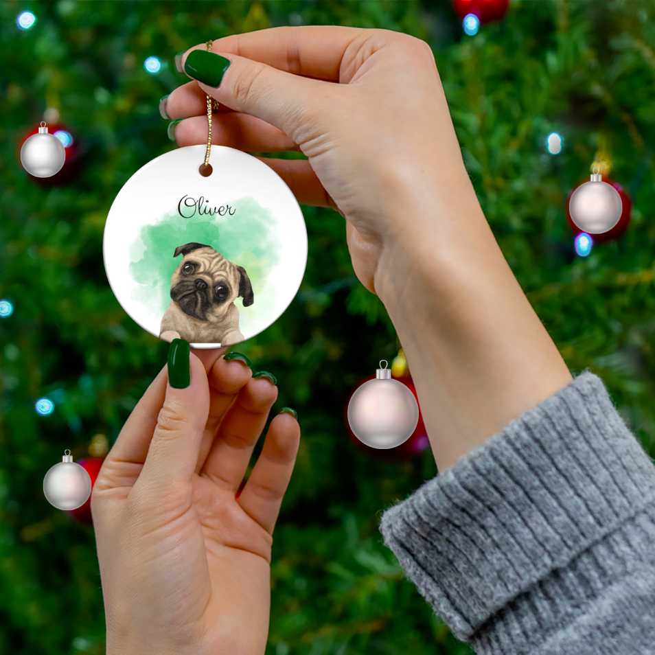 Personalized Pet Watercolor Ornament Memorial Gift