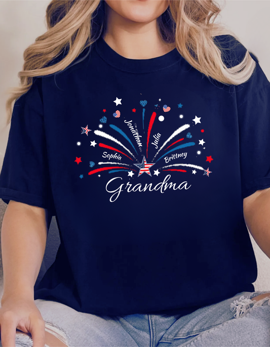 4th of July Personalized T-Shirt-Grandma-Mom-Nana
