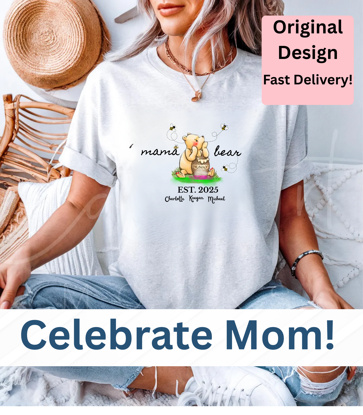 Mama, Nana, Mimi Bear Personalized T- Shirt*