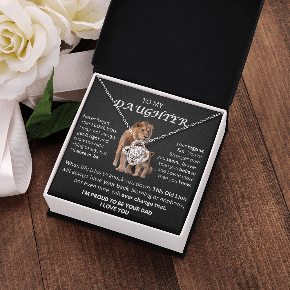 Daughter Love Knot  Necklace Lion Gift