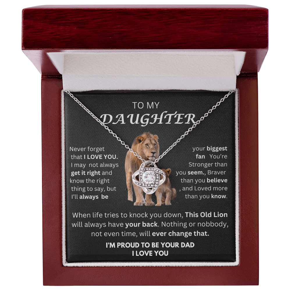Daughter Love Knot  Necklace Lion Gift