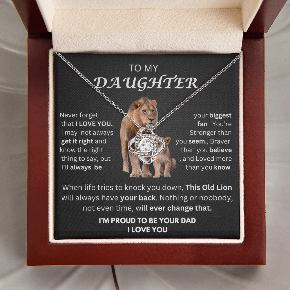 Daughter Love Knot  Necklace Lion Gift