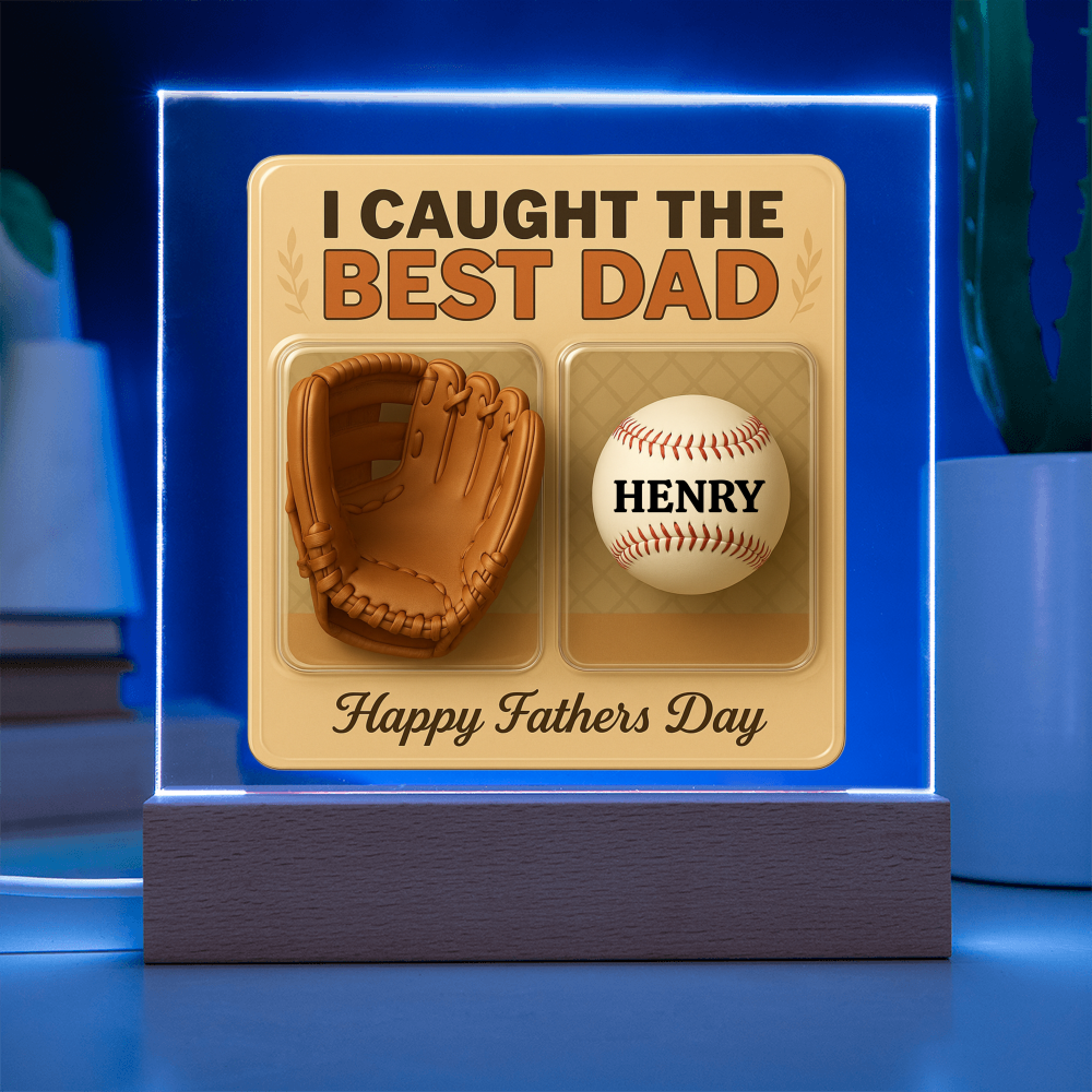 Personalized Dad Baseball Glove Acrylic Plaque