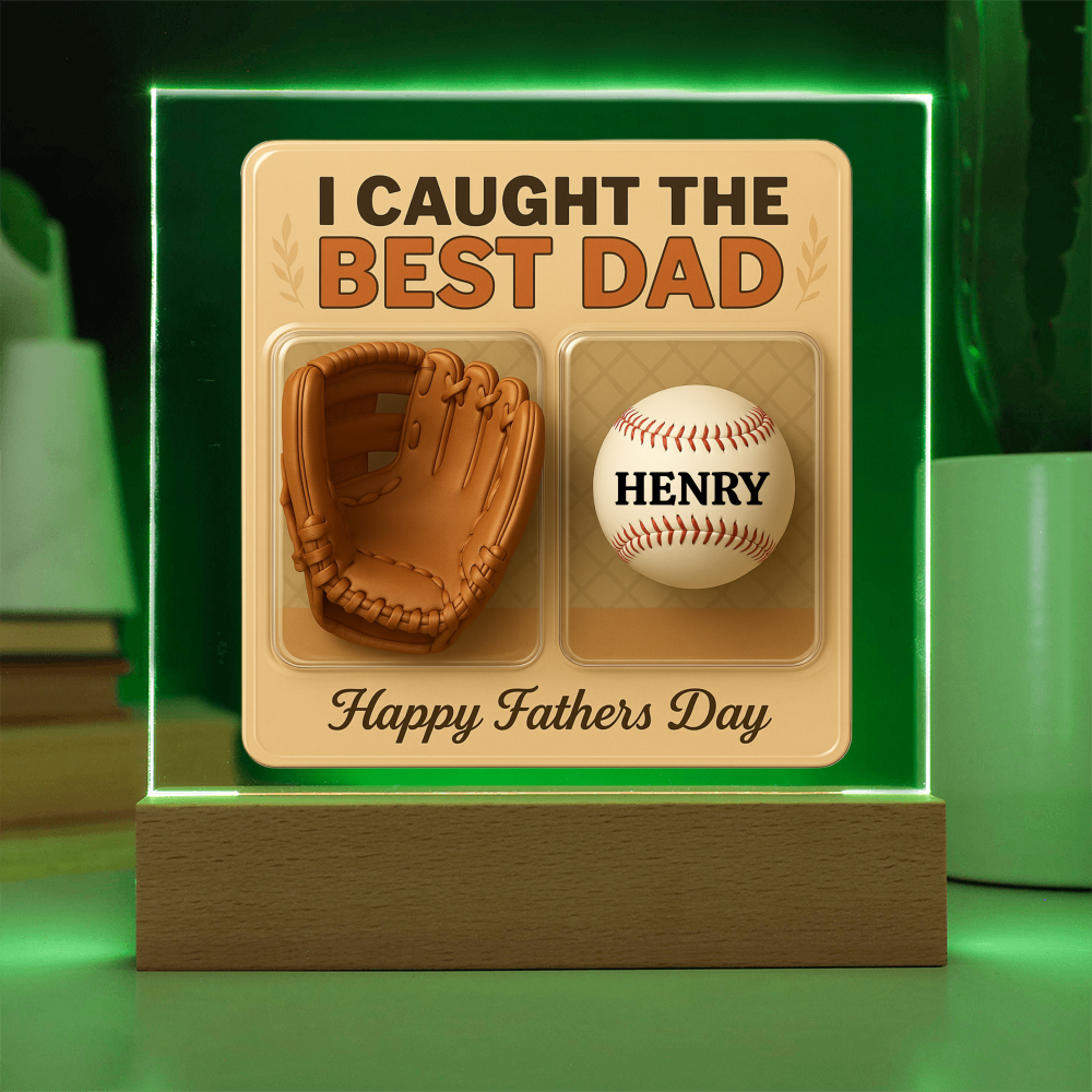 Personalized Dad Baseball Glove Acrylic Plaque