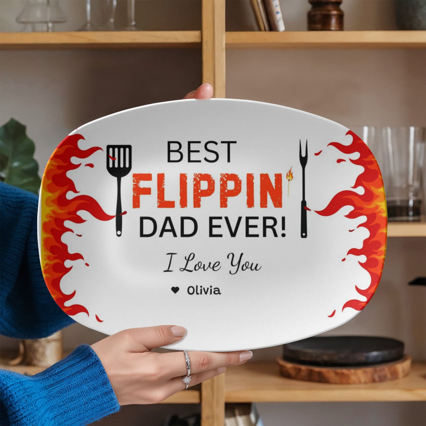Father's Day Best Flippin Dad Ever/ Personalized Platter