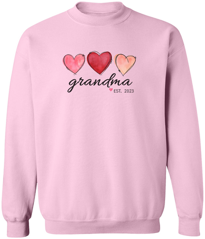 Personalized Grandma Valentine Crewneck Pullover Sweatshirt