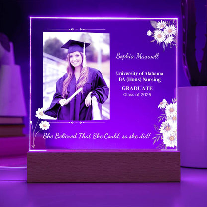 Graduate "She Believed" Acrylic Square Plaque