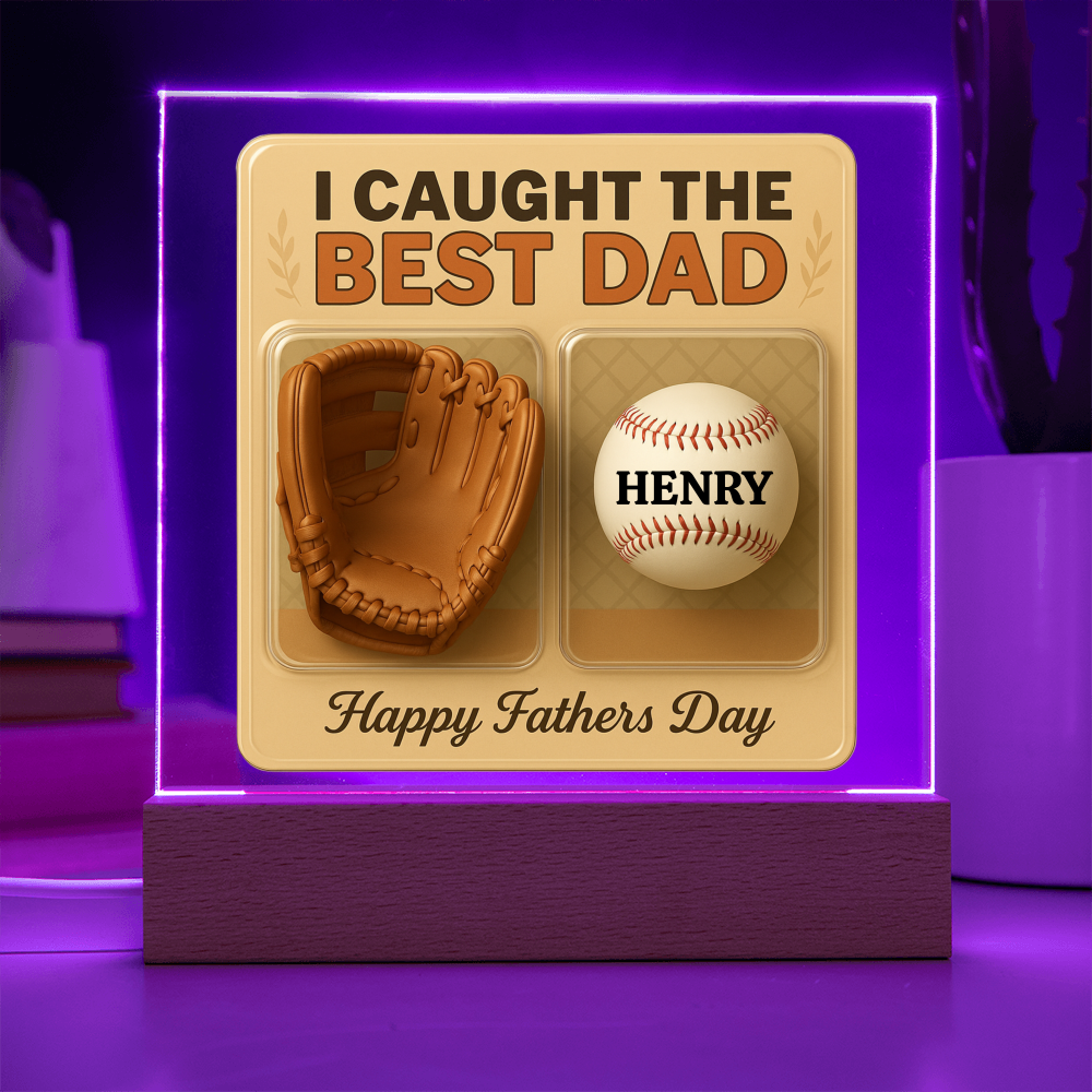 Personalized Dad Baseball Glove Acrylic Plaque
