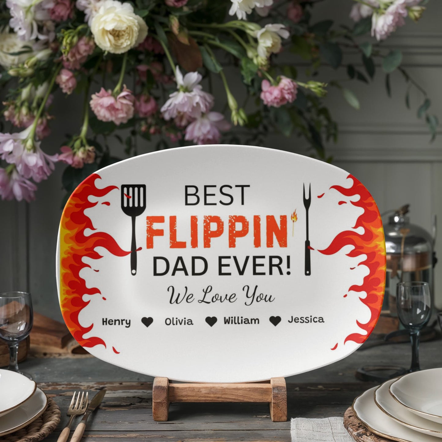 Father's Day Best Flippin Dad Ever/ Personalized Platter