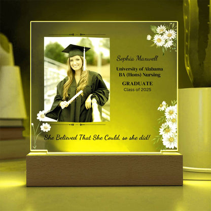 Graduate "She Believed" Acrylic Square Plaque