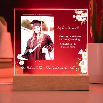 Graduate "She Believed" Acrylic Square Plaque