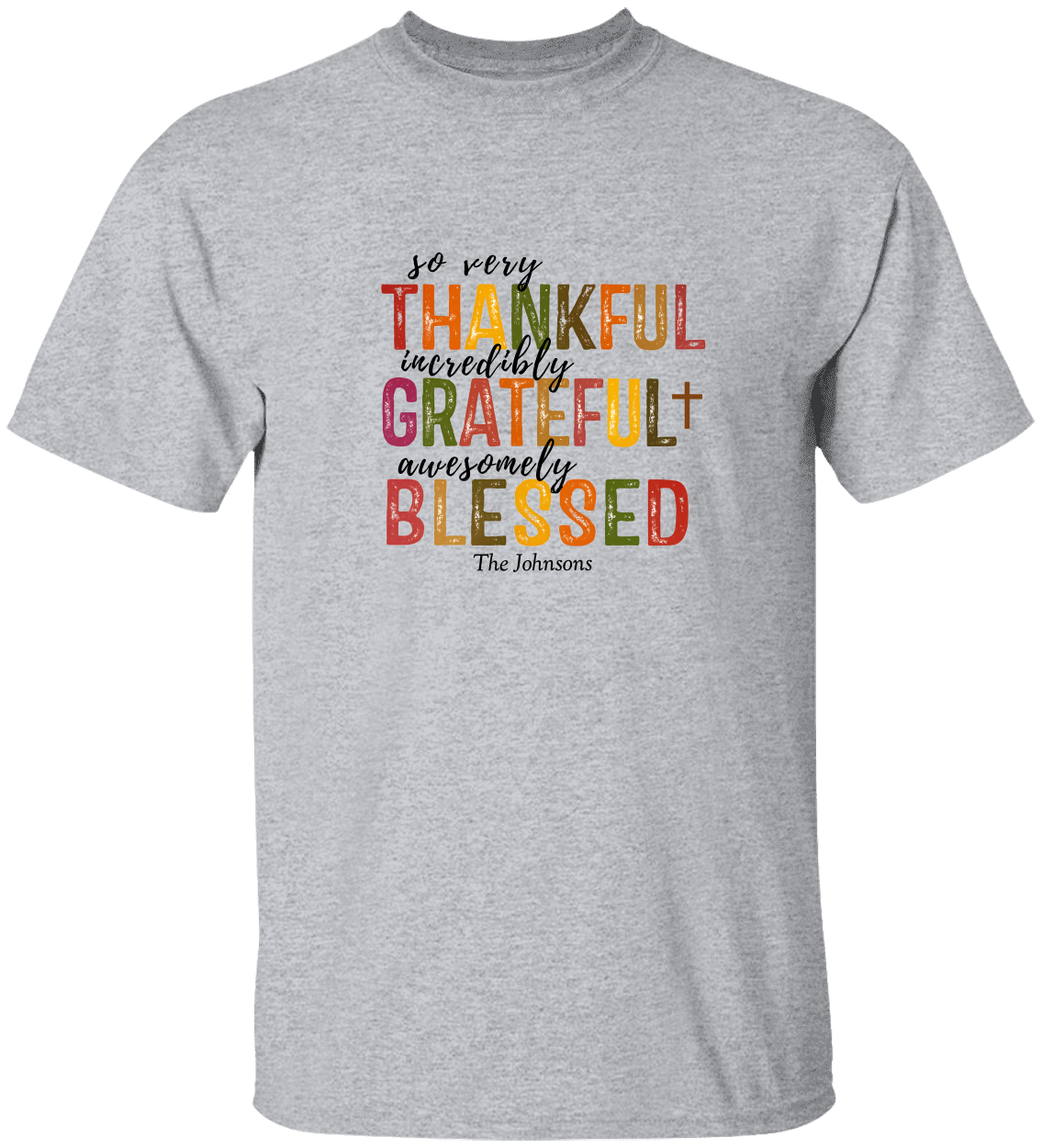 ***Thankful Blessed Thanksgiving Personalize Family T-Shirt