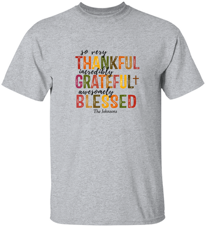 ***Thankful Blessed Thanksgiving Personalize Family T-Shirt