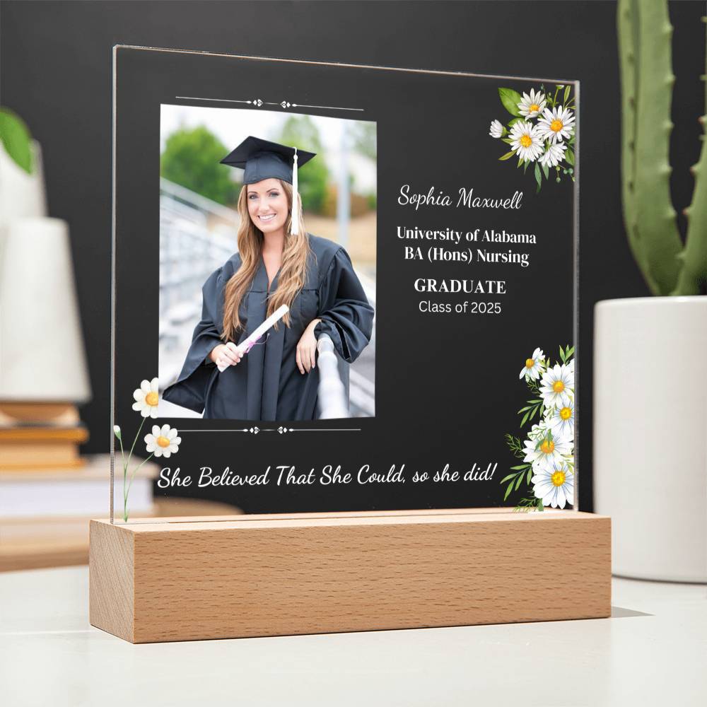 Graduate "She Believed" Acrylic Square Plaque