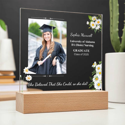 Graduate "She Believed" Acrylic Square Plaque