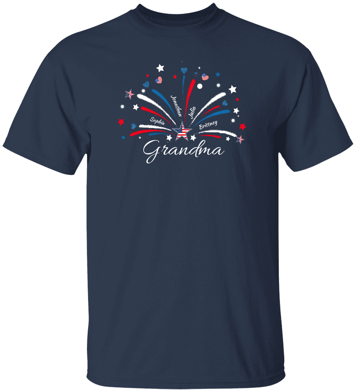 4th of July Personalized T-Shirt-Grandma-Mom-Nana