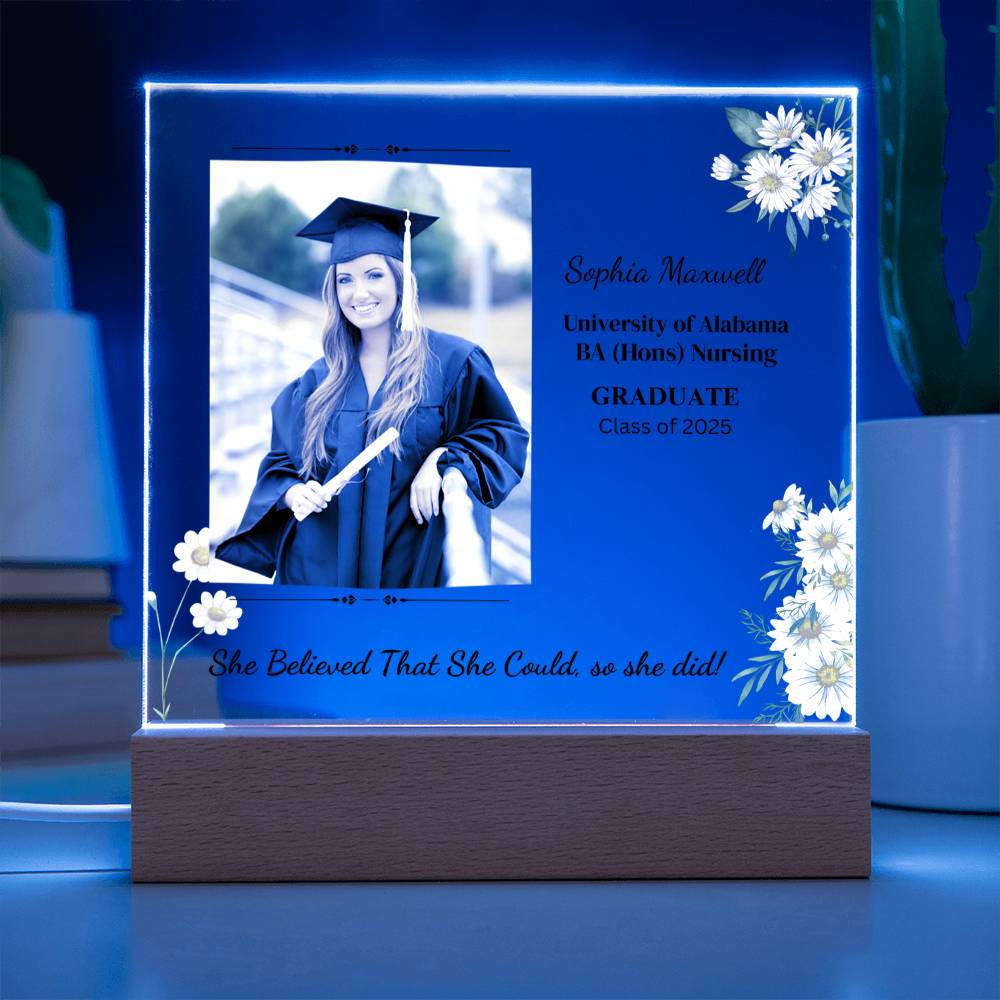 Graduate "She Believed" Acrylic Square Plaque