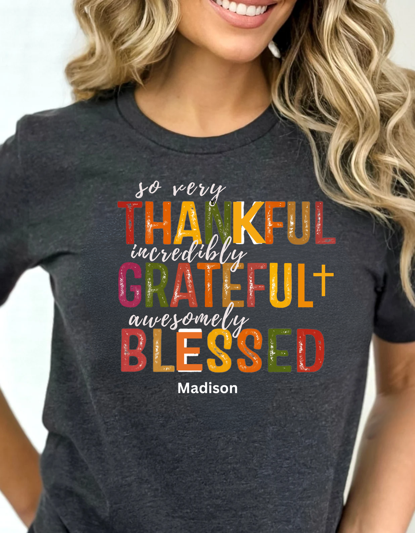 ***Thankful Blessed Thanksgiving Personalize Family T-Shirt