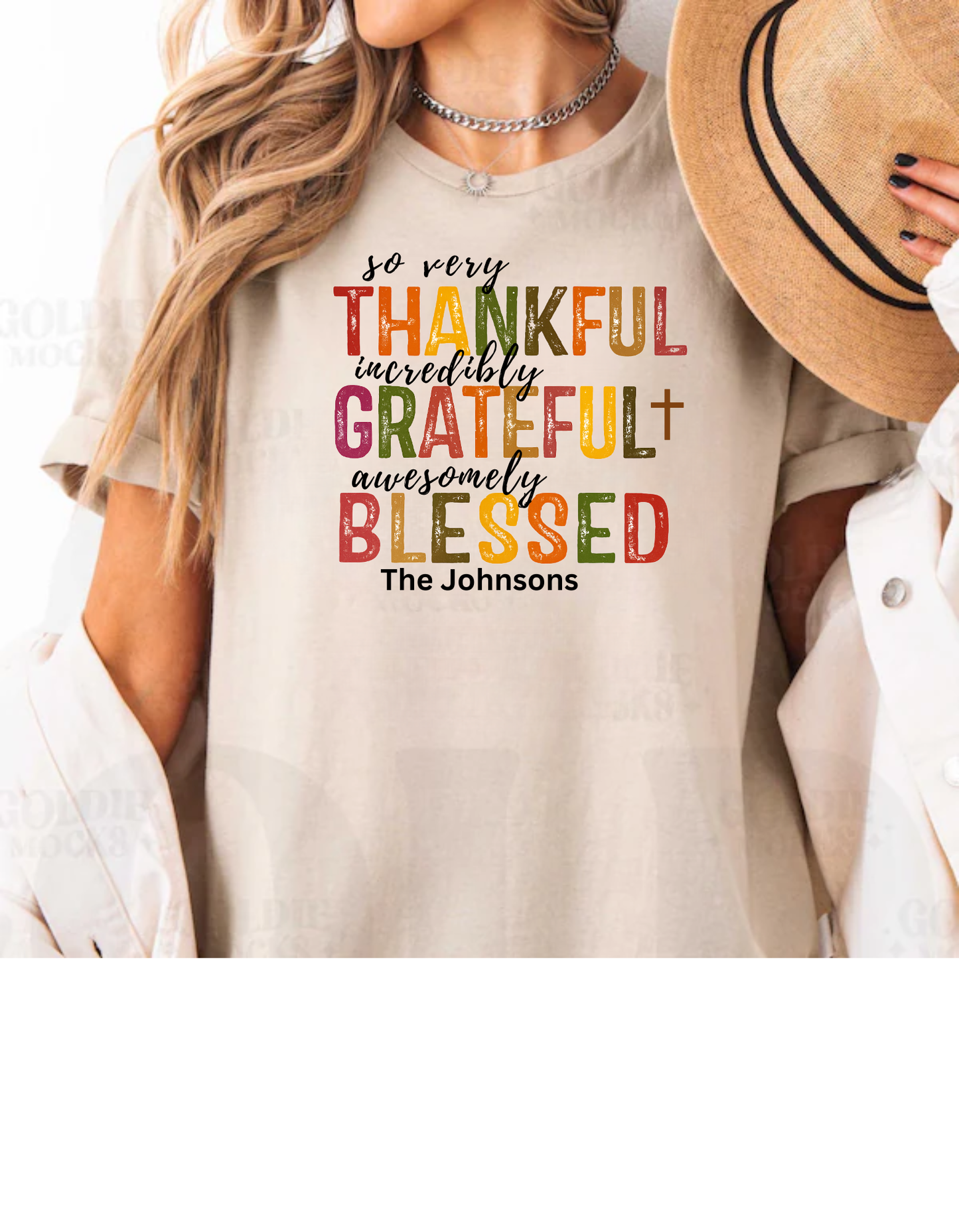***Thankful Blessed Thanksgiving Personalize Family T-Shirt