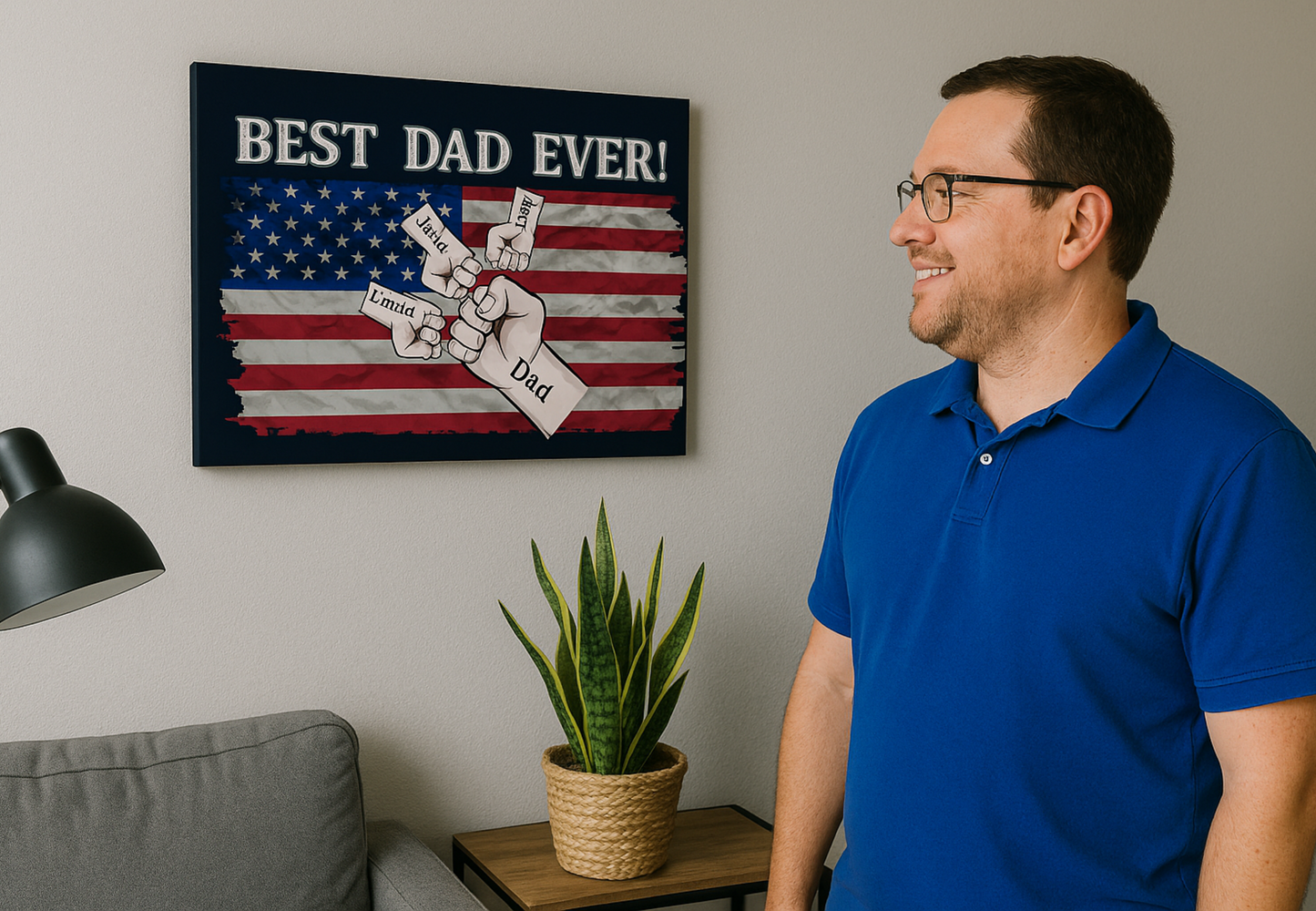 Best Dad Ever! Fist Bump Personalized Canvas