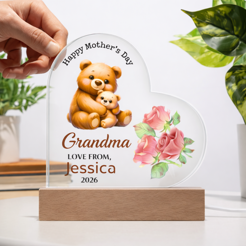 Mother's Day Personalized Mom/Grandama Acrylic Heart Plaque