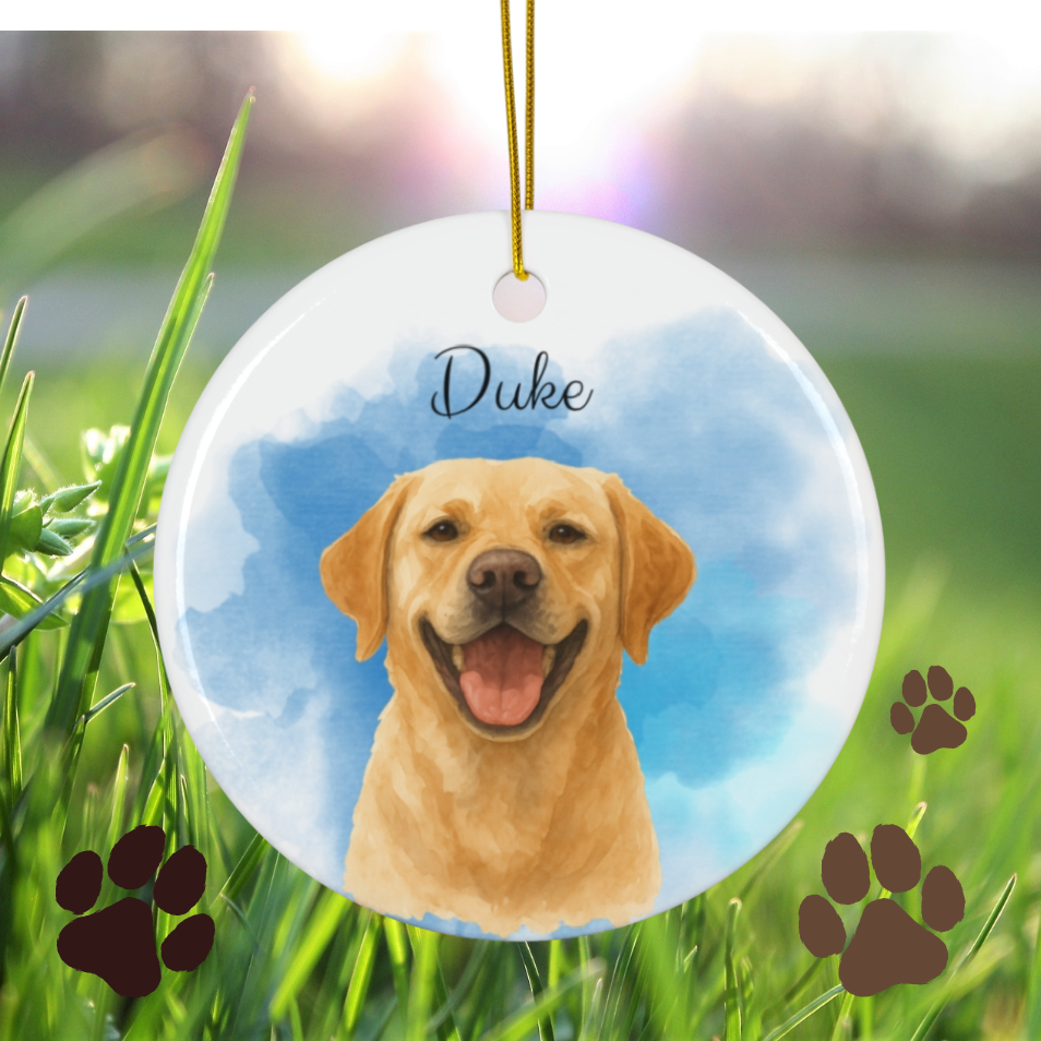 Personalized Pet Watercolor Ornament Memorial Gift