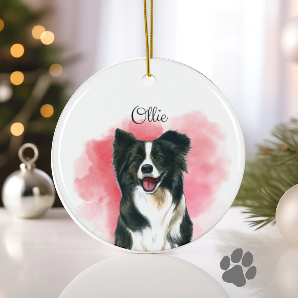 Personalized Pet Watercolor Ornament Memorial Gift