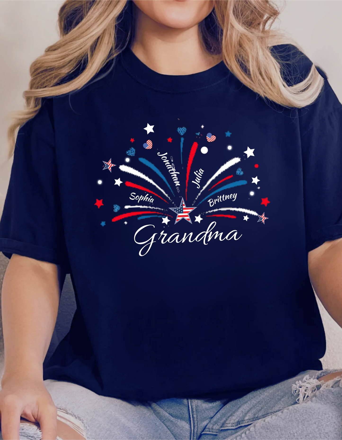 4th of July Personalized T-Shirt-Grandma-Mom-Nana