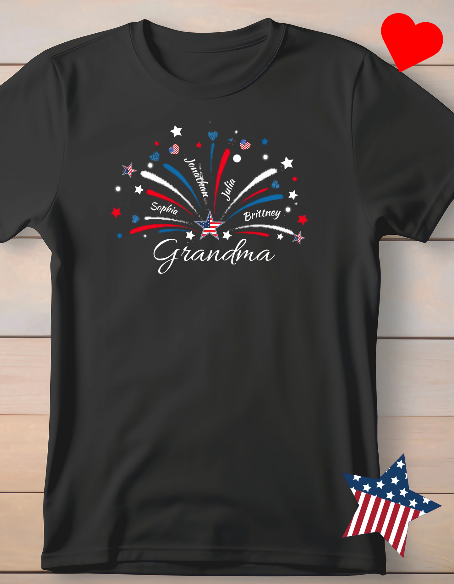 4th of July Personalized T-Shirt-Grandma-Mom-Nana