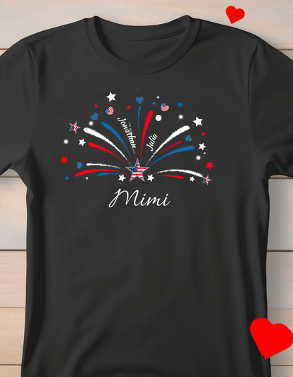4th of July Personalized T-Shirt-Grandma-Mom-Nana