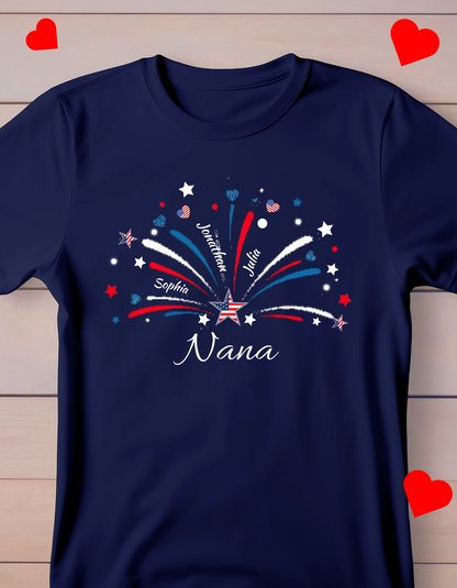 4th of July Personalized T-Shirt-Grandma-Mom-Nana