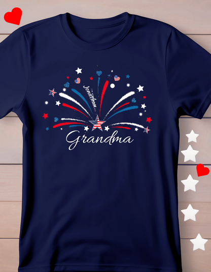 4th of July Personalized T-Shirt-Grandma-Mom-Nana