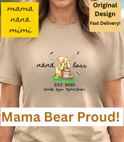 Mama, Nana, Mimi Bear Personalized T- Shirt*
