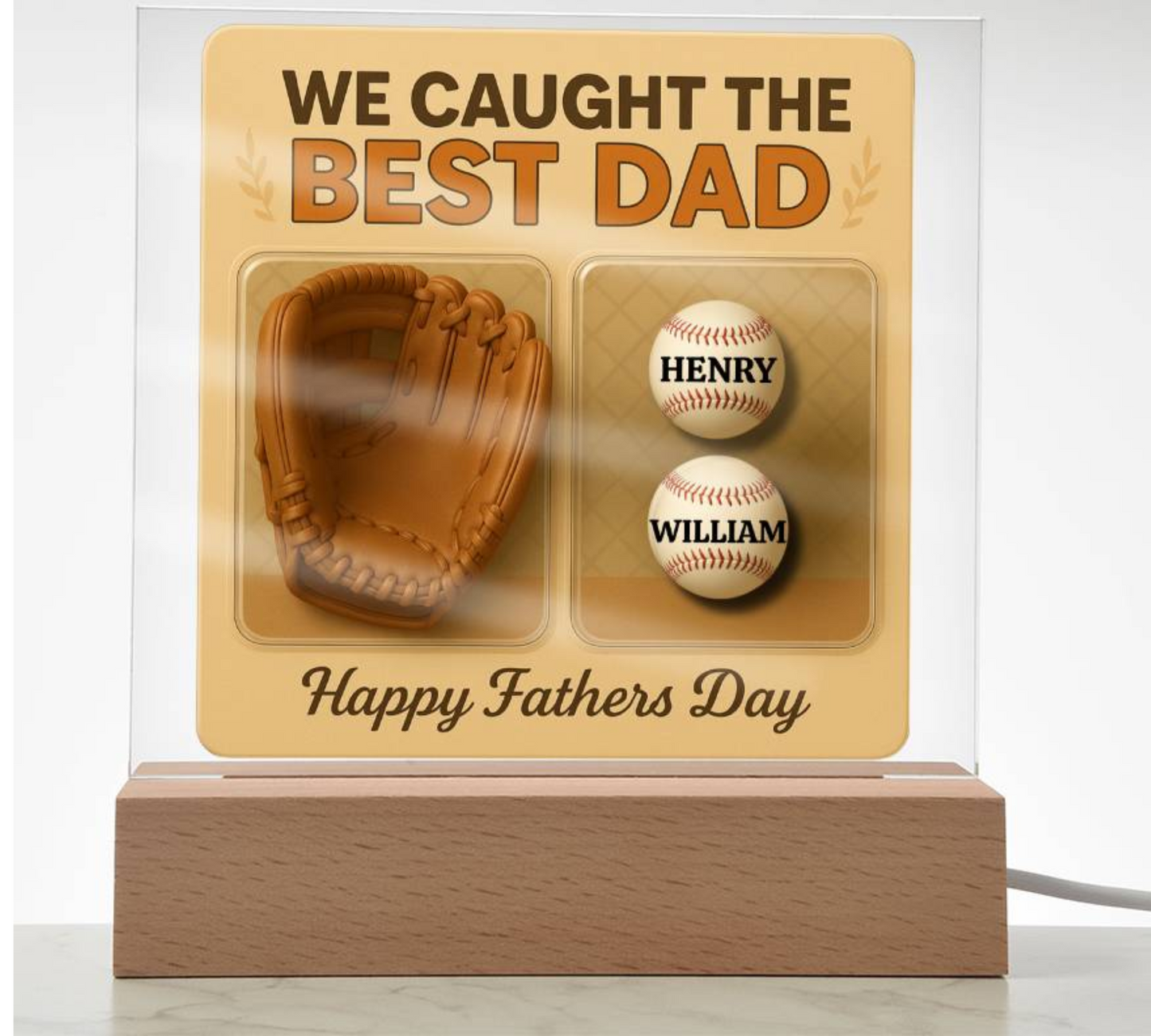 Personalized Dad Baseball Glove Acrylic Plaque