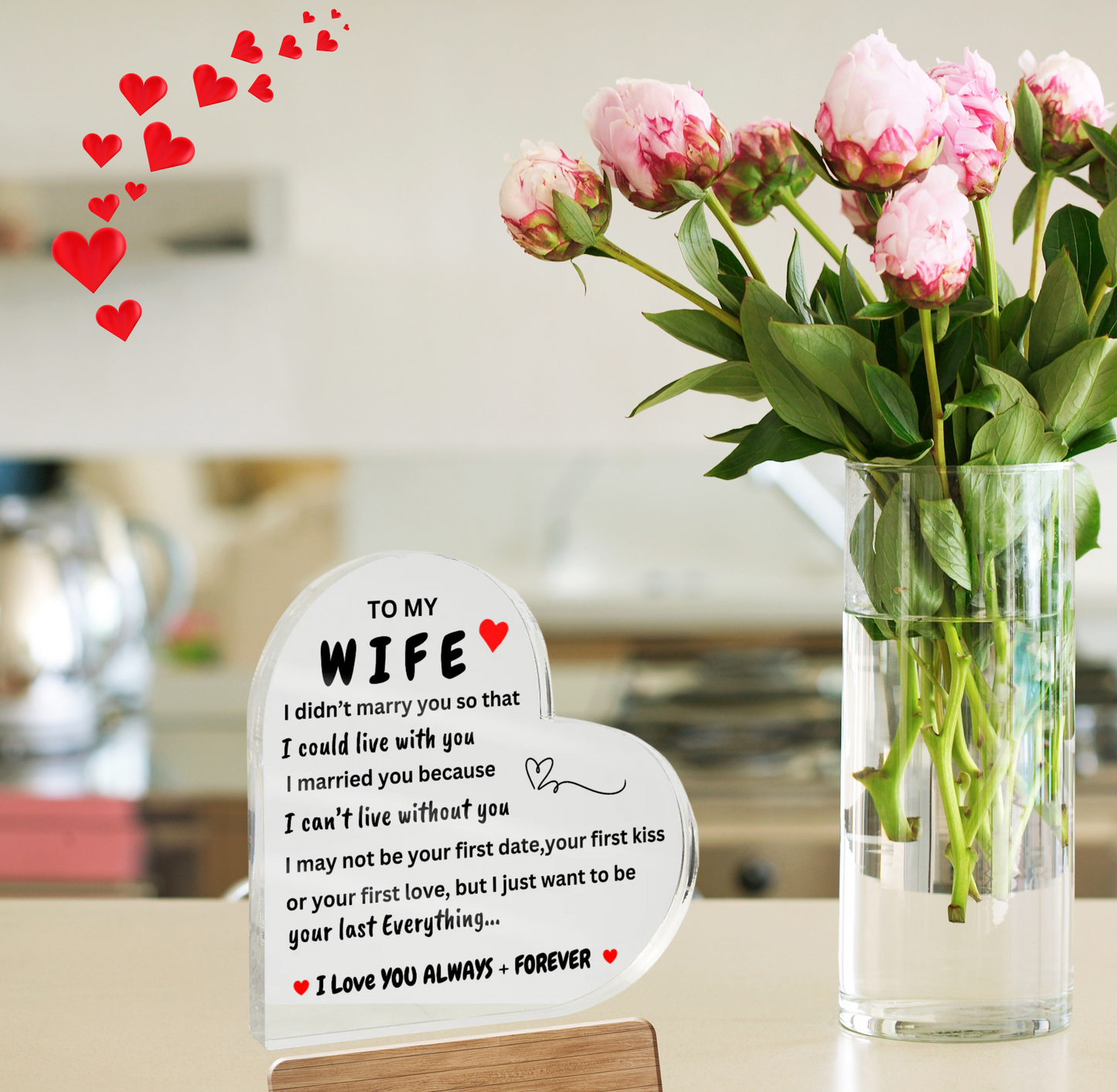 Wife Heart Gift/Can't Live without You/Acrylic Light with Base*