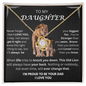 Daughter Loveknot  Message Necklace-Lion