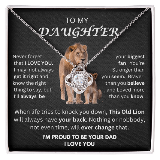 Daughter Love Knot  Necklace Lion Gift