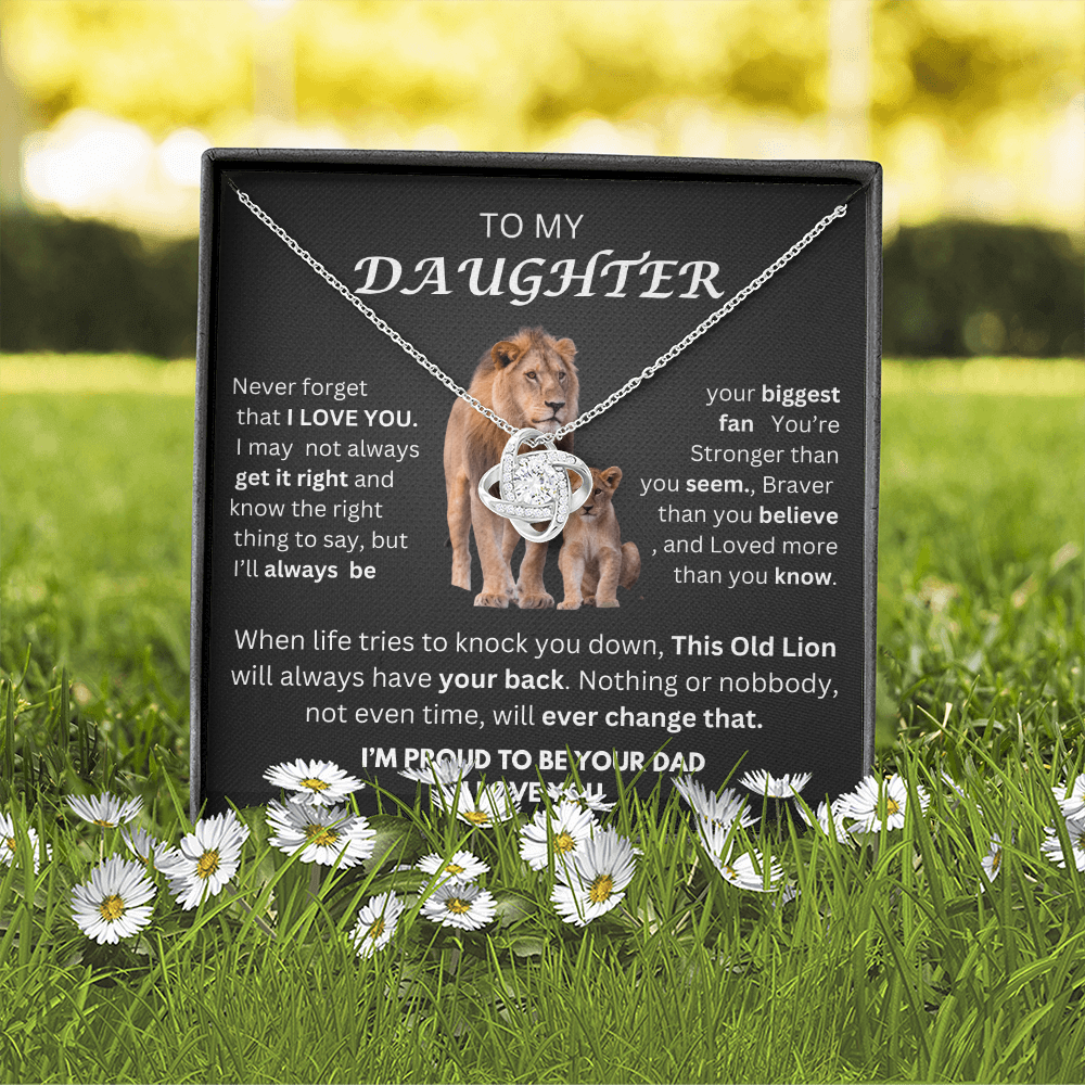 Daughter Love Knot  Necklace Lion Gift