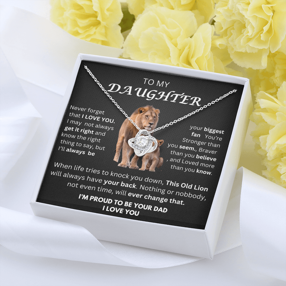 Daughter Love Knot  Necklace Lion Gift