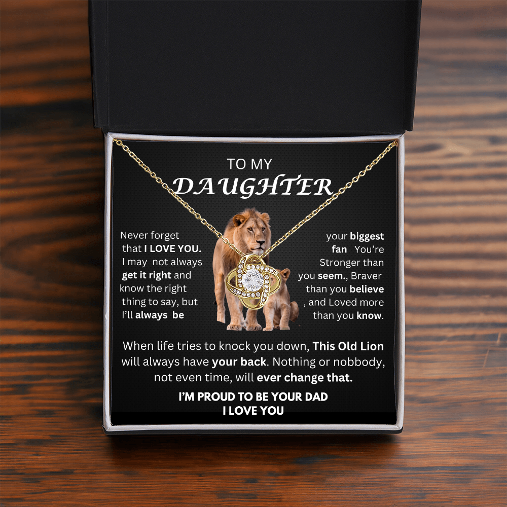 Daughter Love Knot  Necklace Lion Gift