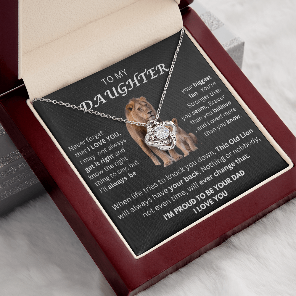 Daughter Love Knot  Necklace Lion Gift