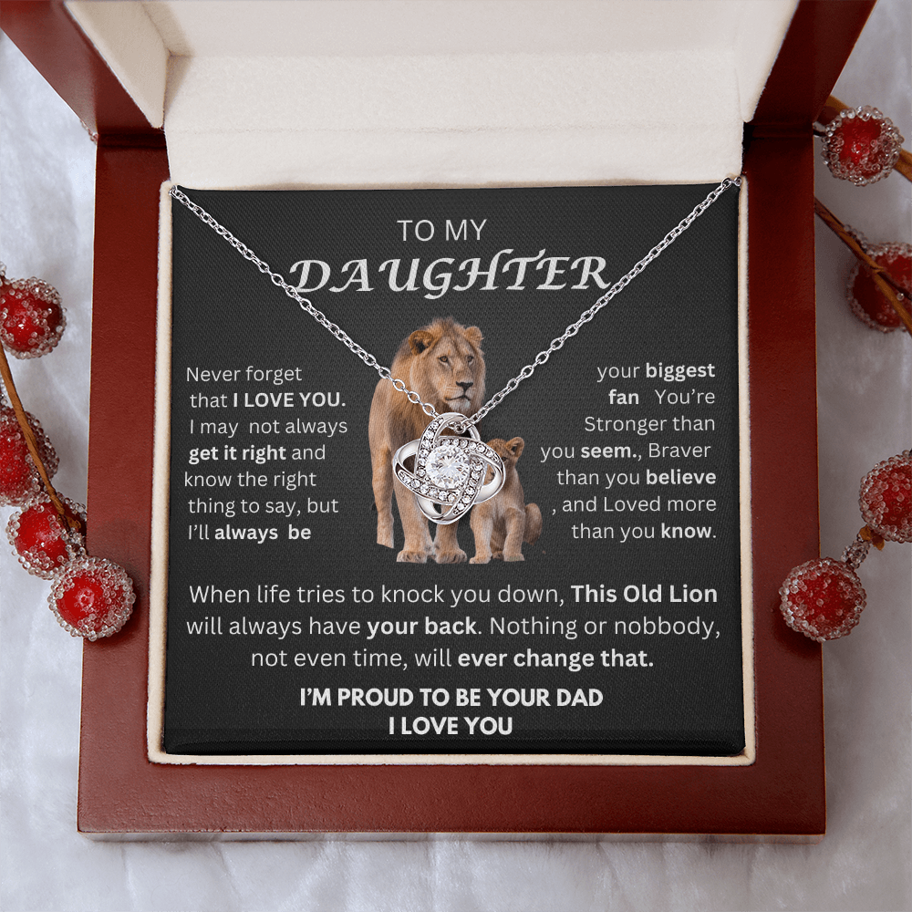 Daughter Love Knot  Necklace Lion Gift